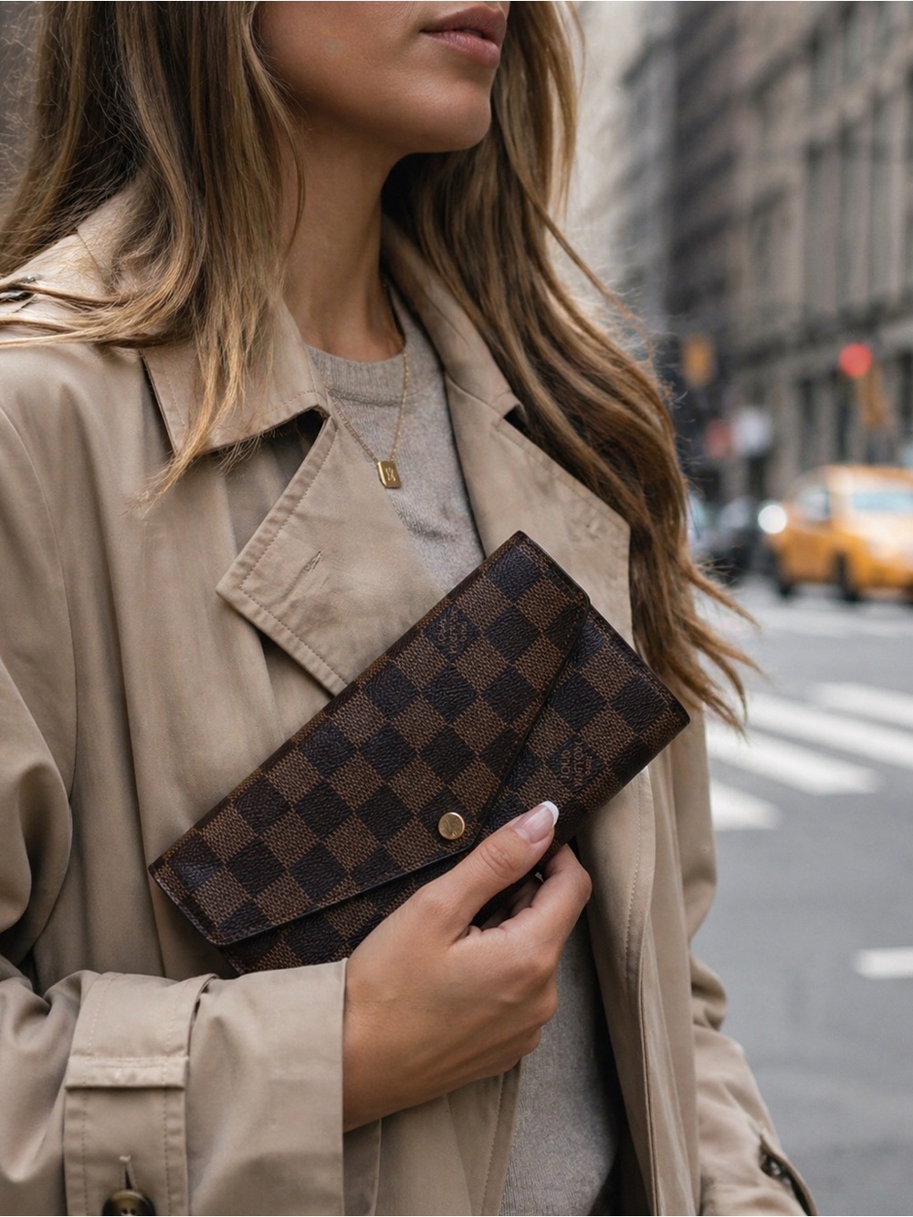 LOUIS VUITTON Sarah Wallet in Damier Ebene